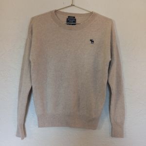 ABERCROMBIE & FITCH 100% Cashmere Crew Nexk Sweater Beige Size XS